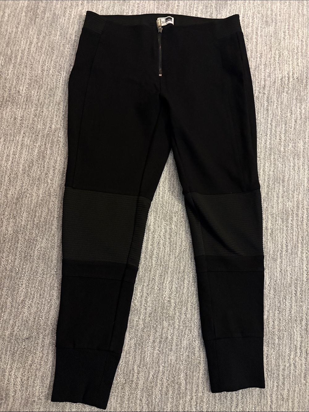 Black Ribbed Panel Jogger Pants